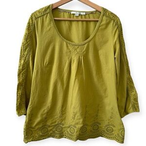 Boden Eyelet Embroidered Long Sleeve 100% Cotton Blouse size 10